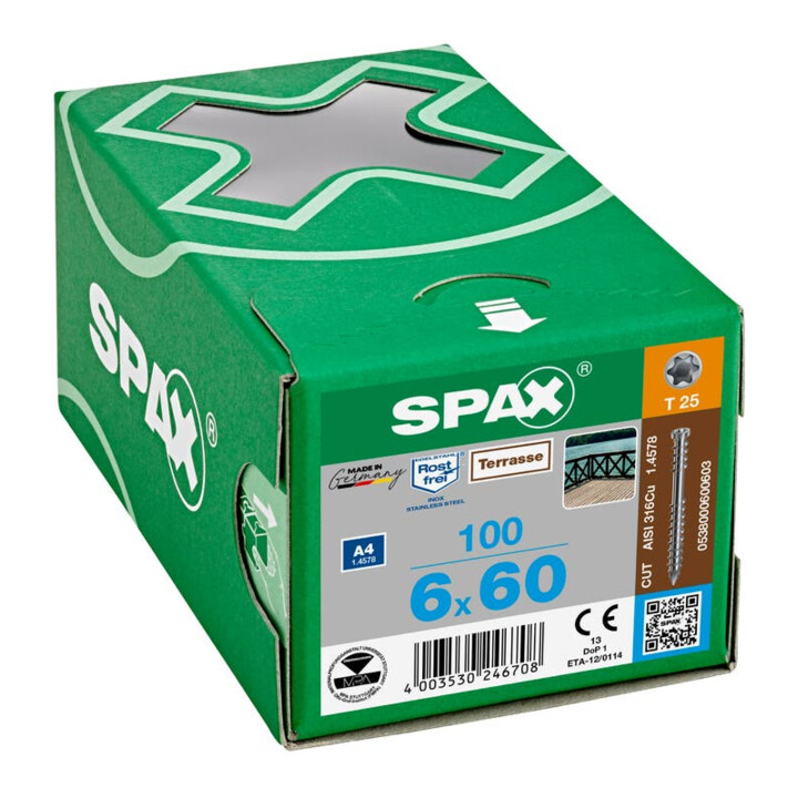Spax Spax-D A 4 6 x 60/28 -T25 ZYLKO, T-STAR plus avec pointe CUT A 4 S