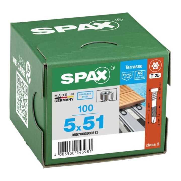 Spax T-STAR+ tête cylindrique 5,0x51 pour alu UK jusqu'à 27 mm planche de recouvrement