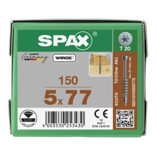 SPAX TELKO sans lentille T-STAR+ T20 WIROX 5 x 77