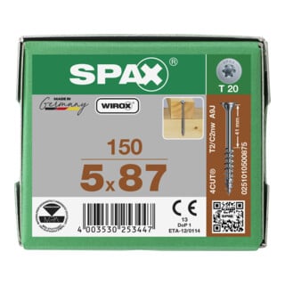 SPAX TELKO sans lentille T-STAR+ T20 WIROX 5 x 87