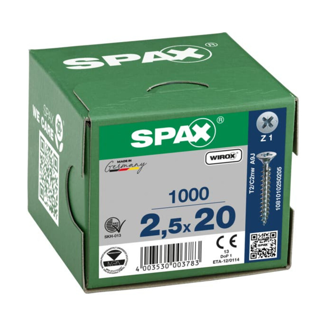 Spax Universalschraube 2,5 x 20 mm Senkkopf Kreuzschlitz Z Vollgewinde S-Spitze WIROX A3J