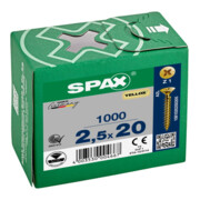 Spax Universalschraube 2,5 x 20 mm Senkkopf Kreuzschlitz Z Vollgewinde S-Spitze YELLOX A2L-5