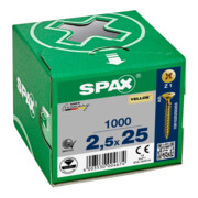 Spax Universalschraube 2,5 x 25 mm Senkkopf Kreuzschlitz Z Vollgewinde S-Spitze YELLOX A2L-5