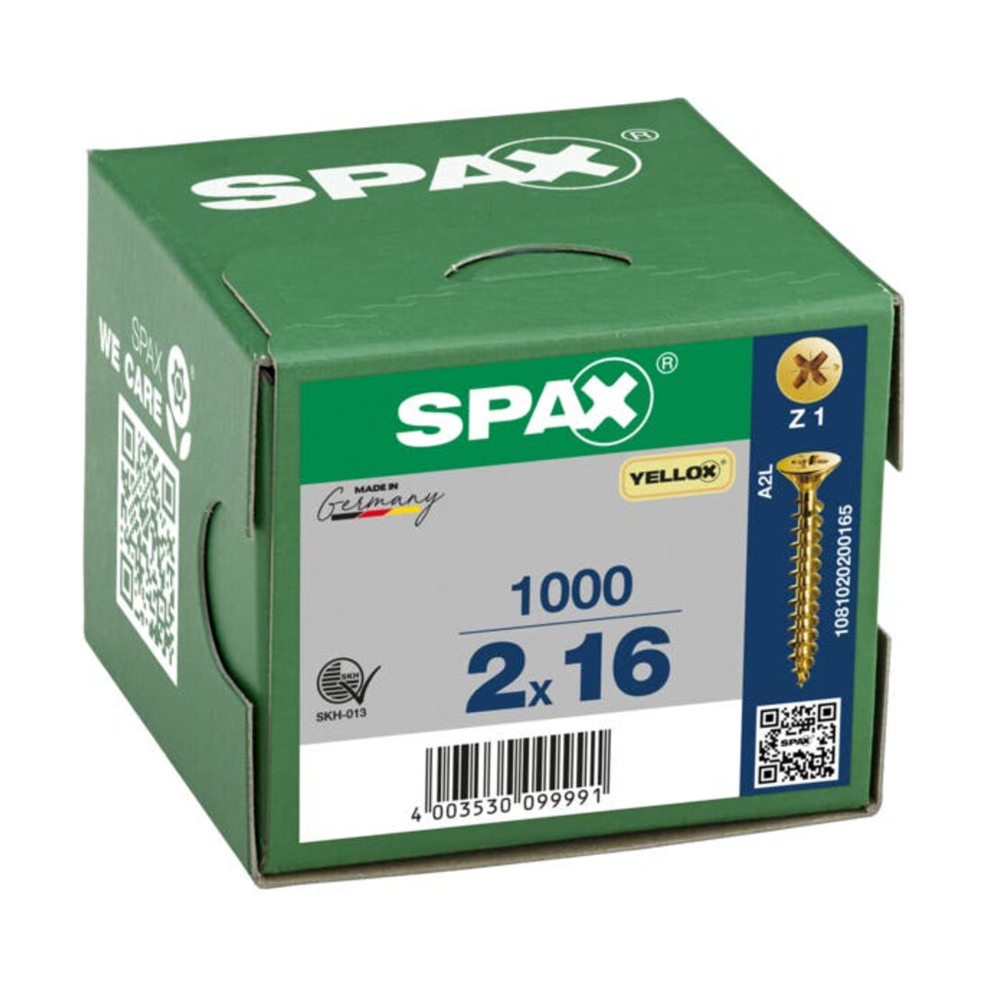 Spax Universalschraube 2 x 16 mm Senkkopf Kreuzschlitz Z Vollgewinde S-Spitze YELLOX A2L