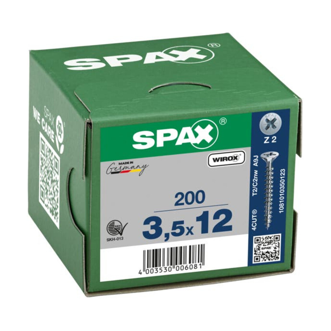 Spax Universalschraube 3,5 x 12 mm Senkkopf Kreuzschlitz Z Vollgewinde 4CUT WIROX A3J