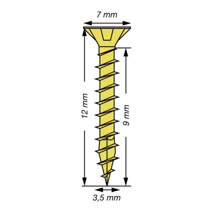 Spax Universalschraube 3,5 x 12 mm Senkkopf Kreuzschlitz Z Vollgewinde 4CUT YELLOX A2L