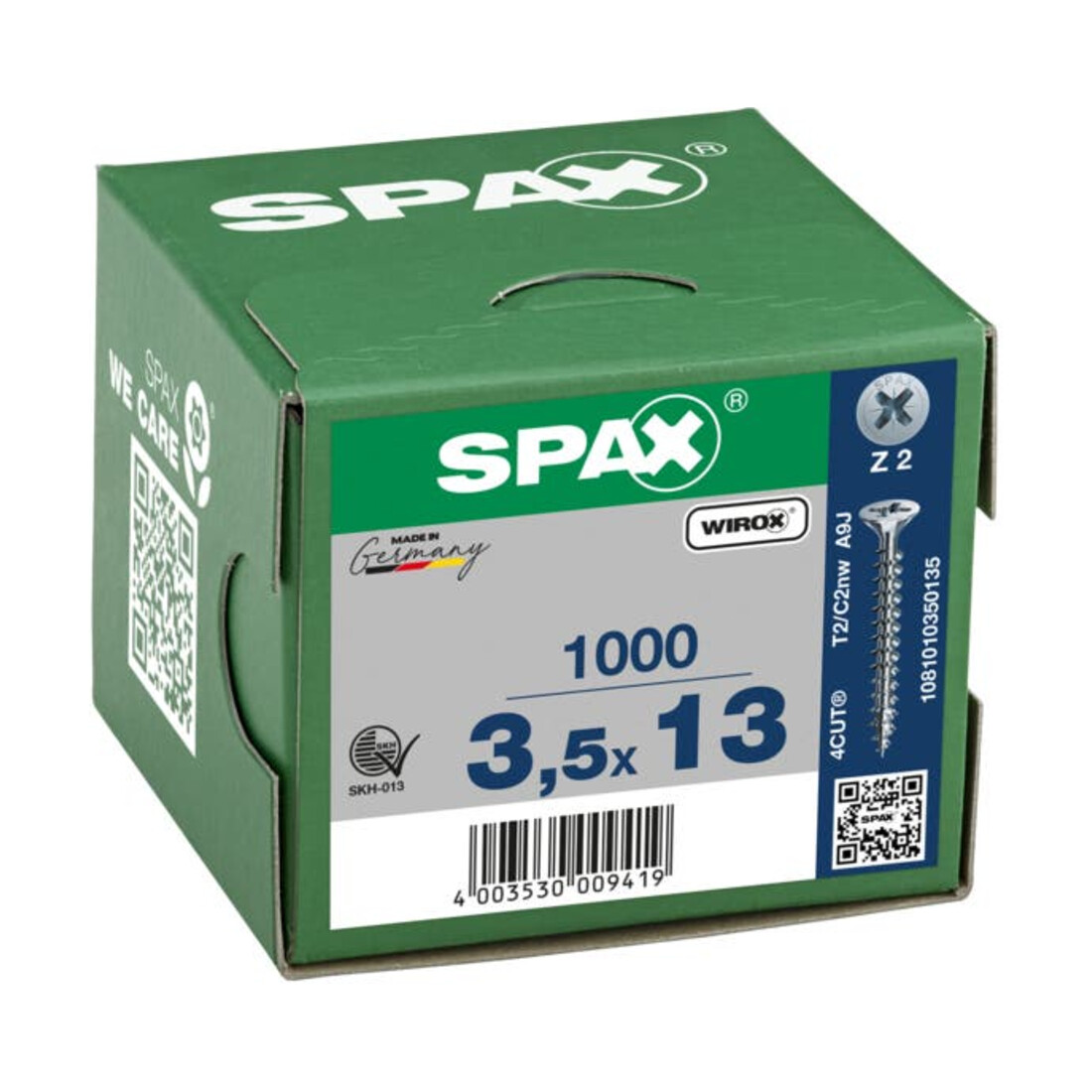 Spax Universalschraube 3,5 x 13 mm Senkkopf Kreuzschlitz Z Vollgewinde 4CUT WIROX A3J