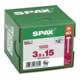Spax Universalschraube 3,5 x 15 mm Halbrundkopf T-STAR plus Vollgewinde 4CUT WIROX A3J