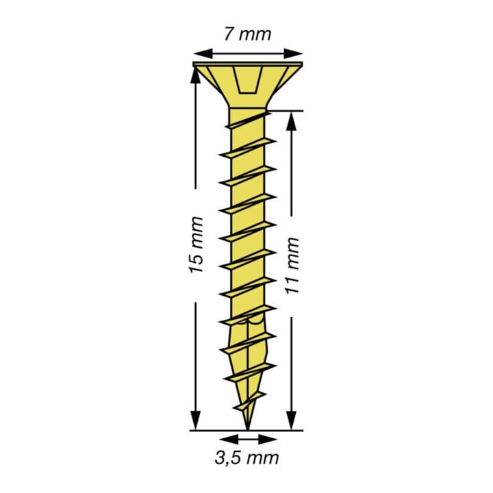 Spax Universalschraube 3,5 x 15 mm Senkkopf Kreuzschlitz Z Vollgewinde 4CUT YELLOX A2L