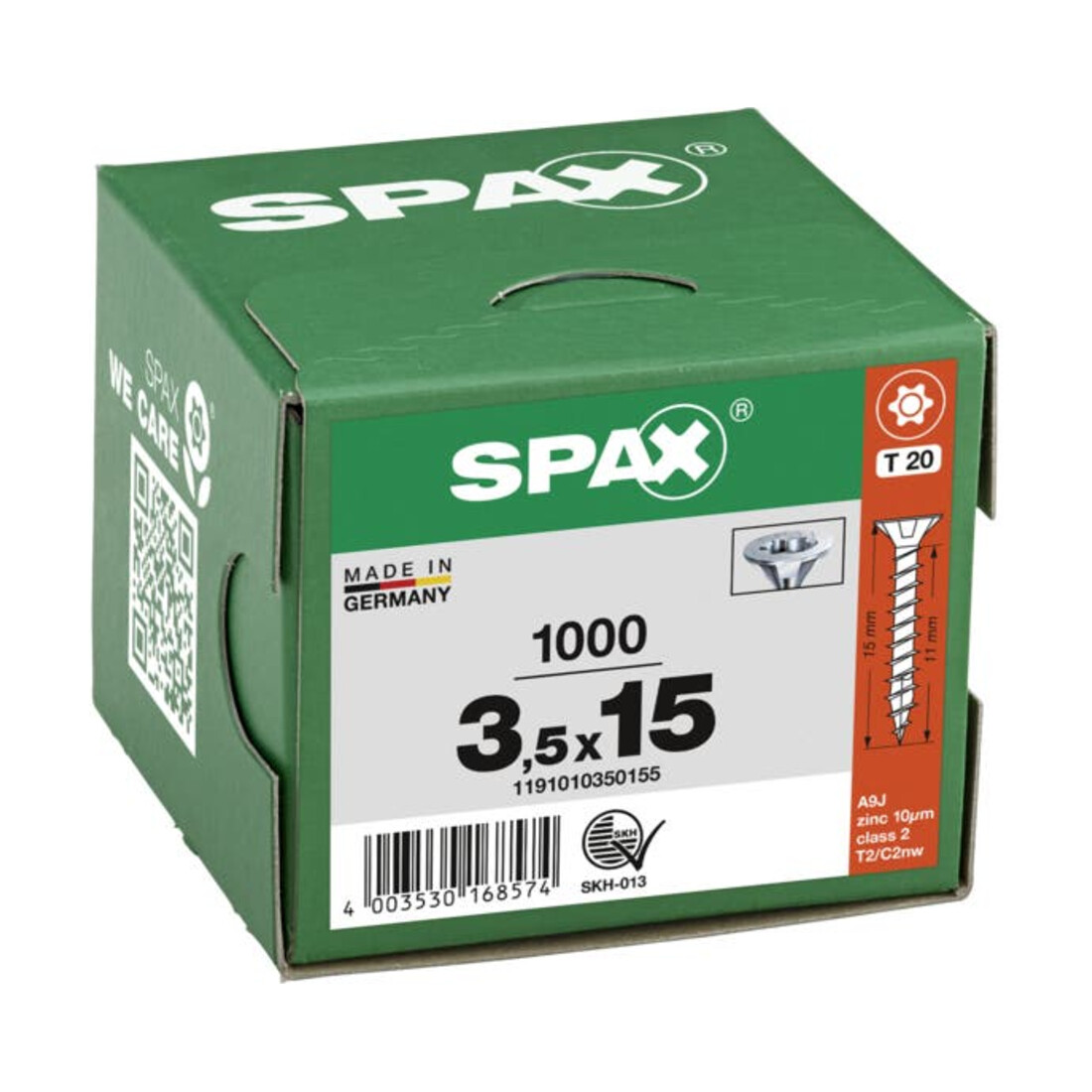 Spax Universalschraube 3,5 x 15 mm Senkkopf T-STAR plus Vollgewinde 4CUT WIROX A3J
