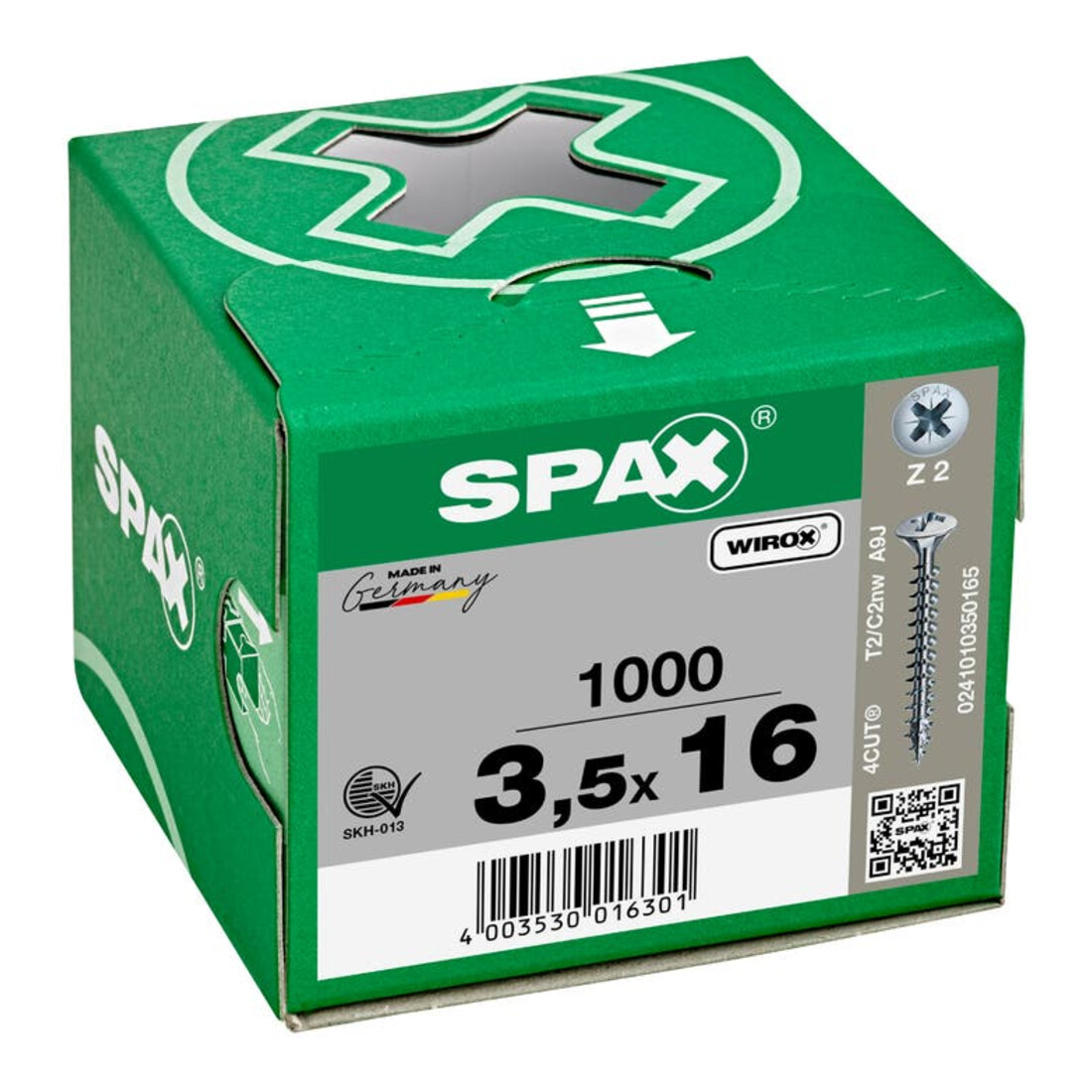 Spax Universalschraube 3,5 x 16 mm LinsenSenkkopf Kreuzschlitz Z Vollgewinde 4CUT WIROX A3J