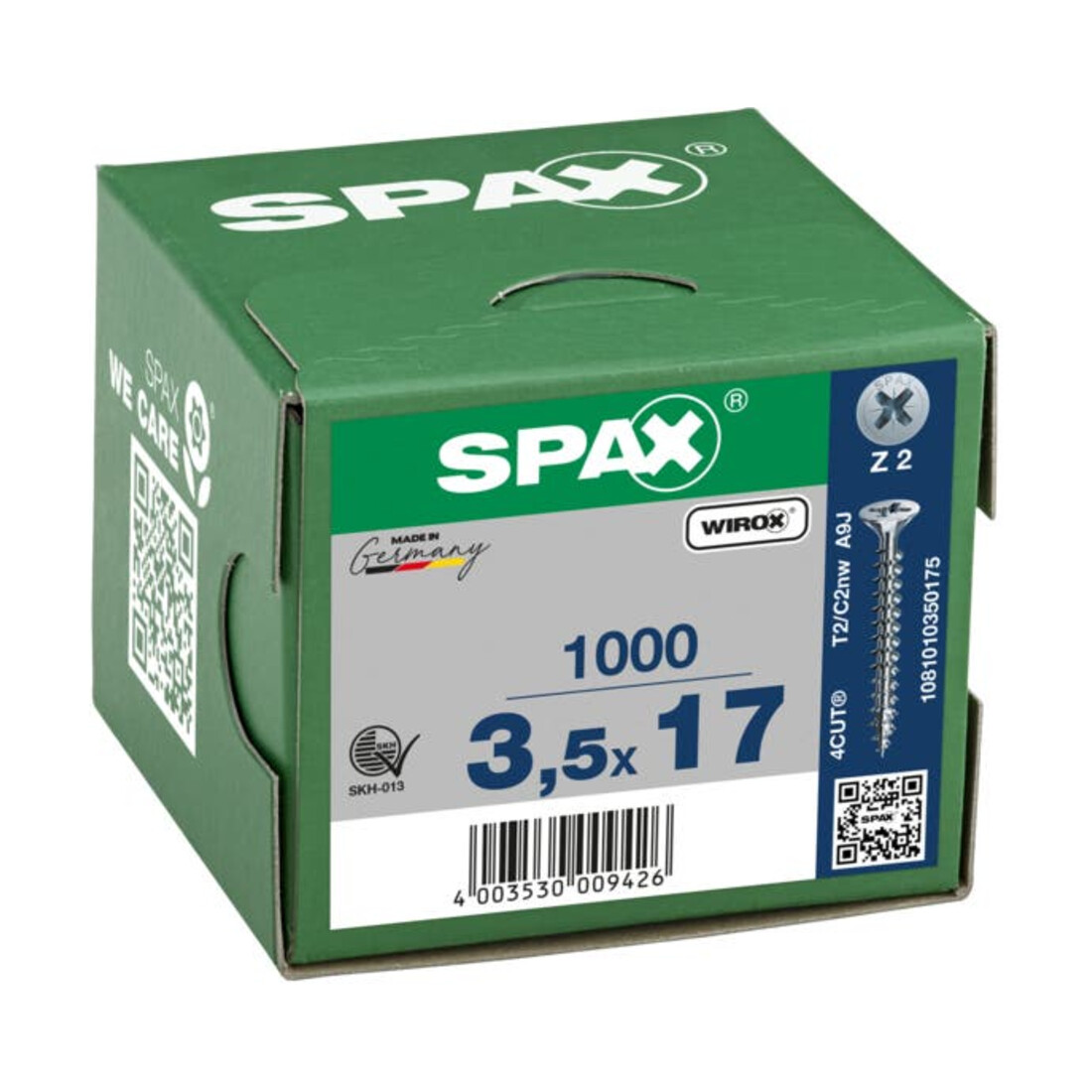 Spax Universalschraube 3,5 x 17 mm Senkkopf Kreuzschlitz Z Vollgewinde 4CUT WIROX A3J