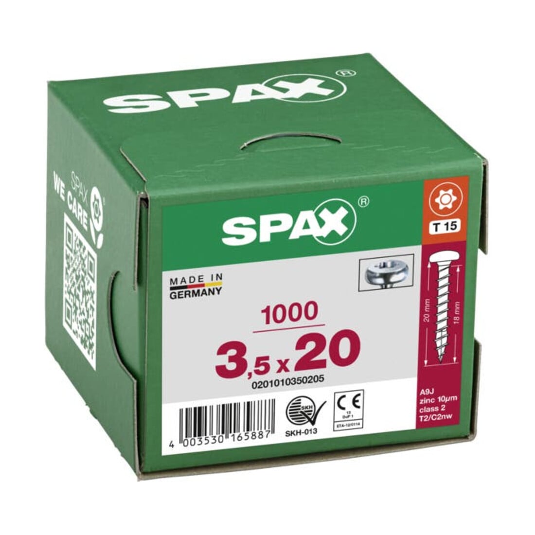 Spax Universalschraube 3,5 x 20 mm Halbrundkopf T-STAR plus Vollgewinde 4CUT WIROX A3J