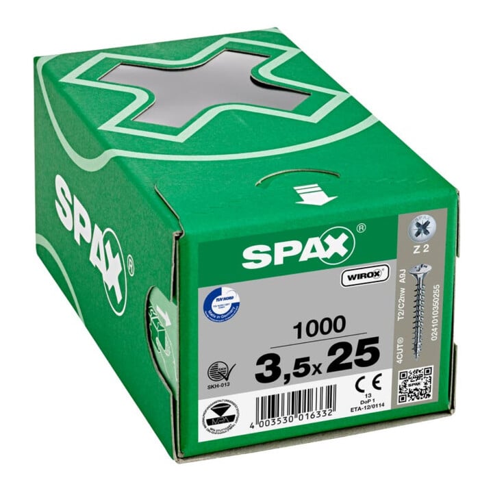 Spax Universalschraube 3,5 x 25 mm LinsenSenkkopf Kreuzschlitz Z Vollgewinde 4CUT WIROX A3J