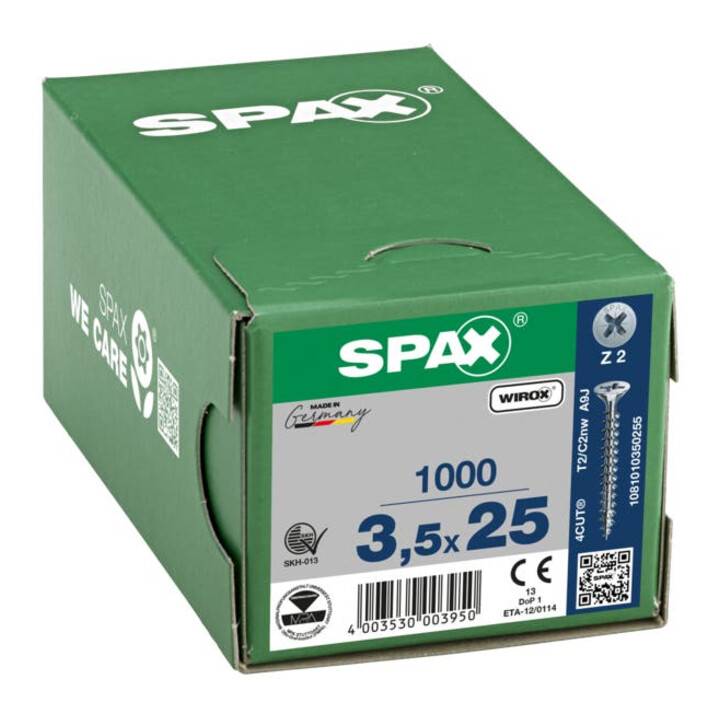Spax Universalschraube 3,5 x 25 mm Senkkopf Kreuzschlitz Z Vollgewinde 4CUT WIROX A3J