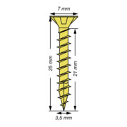 Spax Universalschraube 3,5 x 25 mm Senkkopf Kreuzschlitz Z Vollgewinde 4CUT YELLOX A2L-5