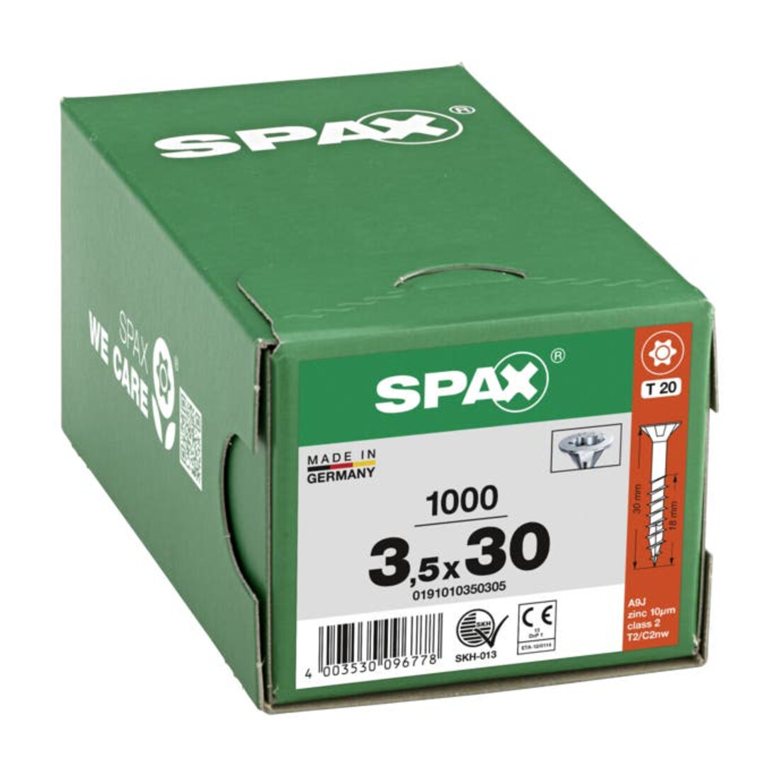 Spax Universalschraube 3,5 x 30 mm Senkkopf T-STAR plus Teilgewinde 4CUT WIROX A3J