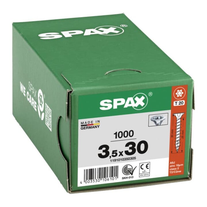 Spax Universalschraube 3,5 x 30 mm Senkkopf T-STAR plus Vollgewinde 4CUT WIROX A3J