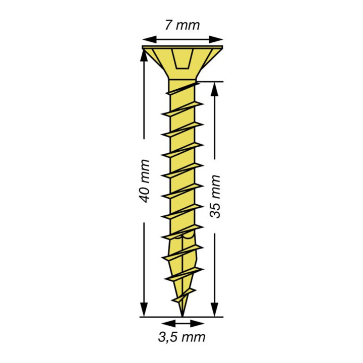 Spax Universalschraube 3,5 x 40 mm Senkkopf Kreuzschlitz Z Vollgewinde 4CUT YELLOX A2L