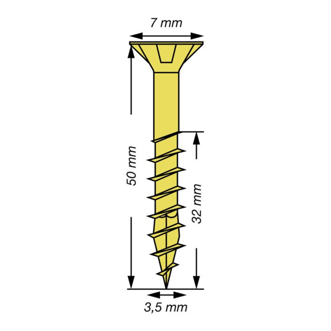 Spax Universalschraube 3,5 x 50 mm Senkkopf Kreuzschlitz Z Teilgewinde 4CUT YELLOX A2L