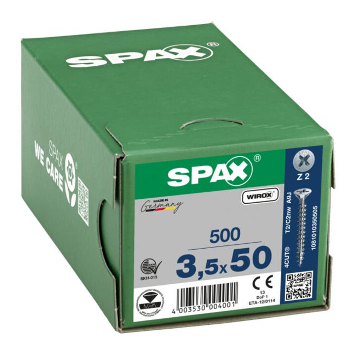 Spax Universalschraube 3,5 x 50 mm Senkkopf Kreuzschlitz Z Vollgewinde 4CUT WIROX A3J