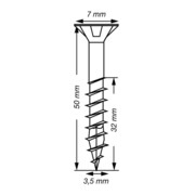 Spax Universalschraube 3,5 x 50 mm Senkkopf T-STAR plus Teilgewinde 4CUT WIROX A3J-5