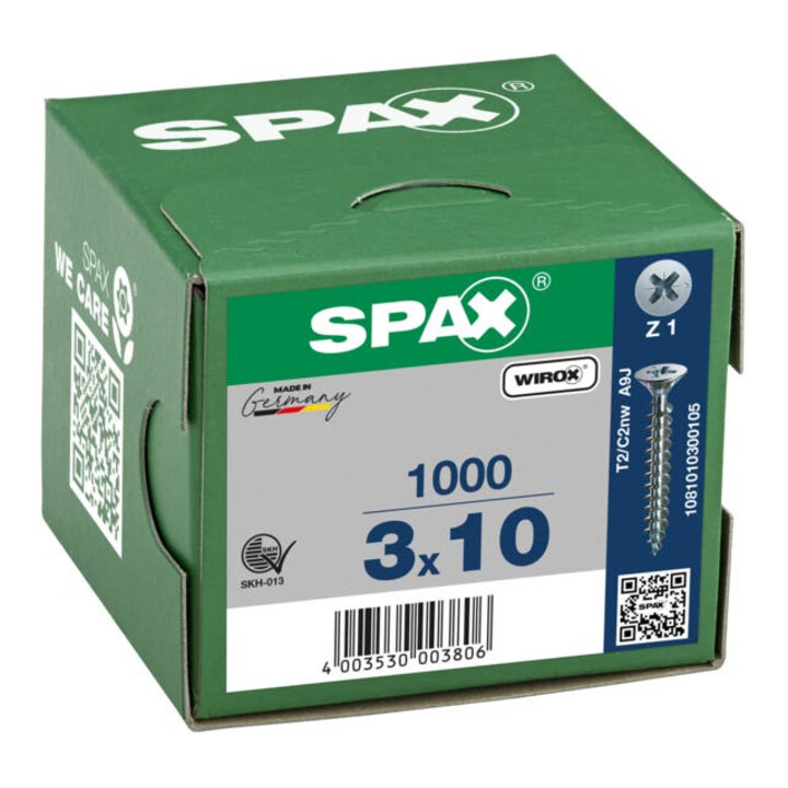 Spax Universalschraube 3 x 10 mm Senkkopf Kreuzschlitz Z Vollgewinde S-Spitze WIROX A3J
