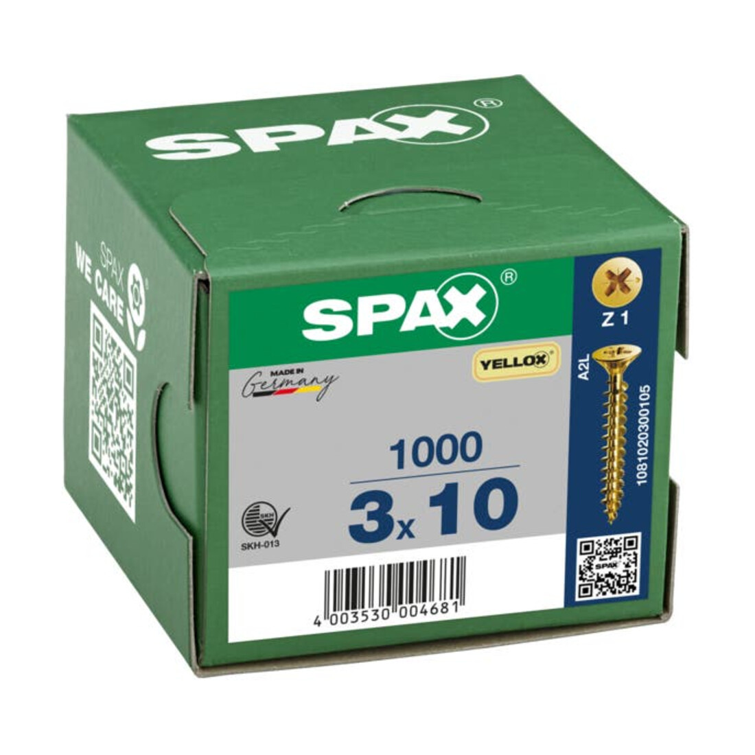 Spax Universalschraube 3 x 10 mm Senkkopf Kreuzschlitz Z Vollgewinde S-Spitze YELLOX A2L
