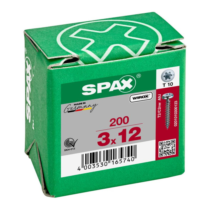 Spax Universalschraube 3 x 12 mm Halbrundkopf T-STAR plus Vollgewinde S-Spitze WIROX A3J