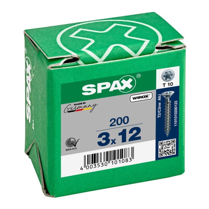 Spax Universalschraube 3 x 12 mm Senkkopf T-STAR plus Vollgewinde S-Spitze WIROX A3J