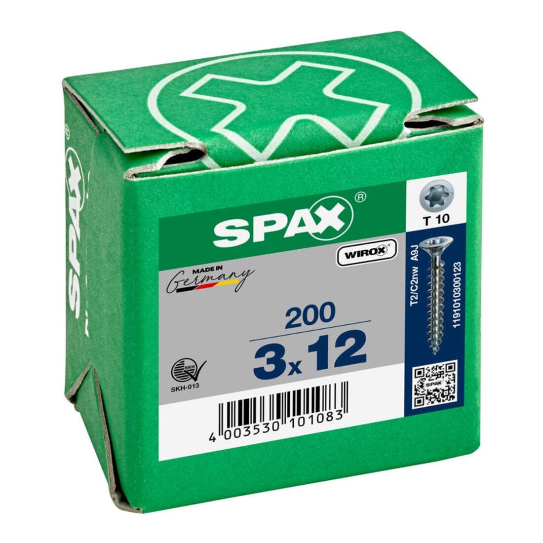 Spax Universalschraube 3 x 12 mm Senkkopf T-STAR plus Vollgewinde S-Spitze WIROX A3J
