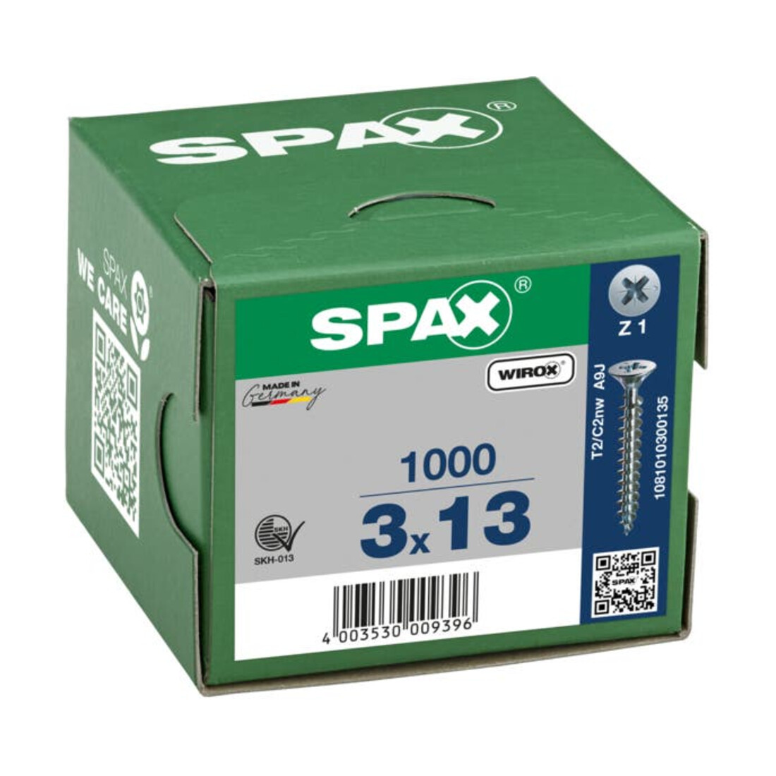 Spax Universalschraube 3 x 13 mm Senkkopf Kreuzschlitz Z Vollgewinde S-Spitze WIROX A3J