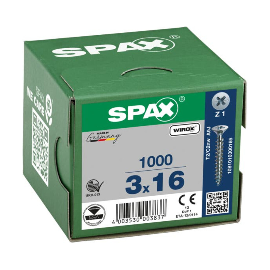 Spax Universalschraube 3 x 16 mm Senkkopf Kreuzschlitz Z Vollgewinde S-Spitze WIROX A3J