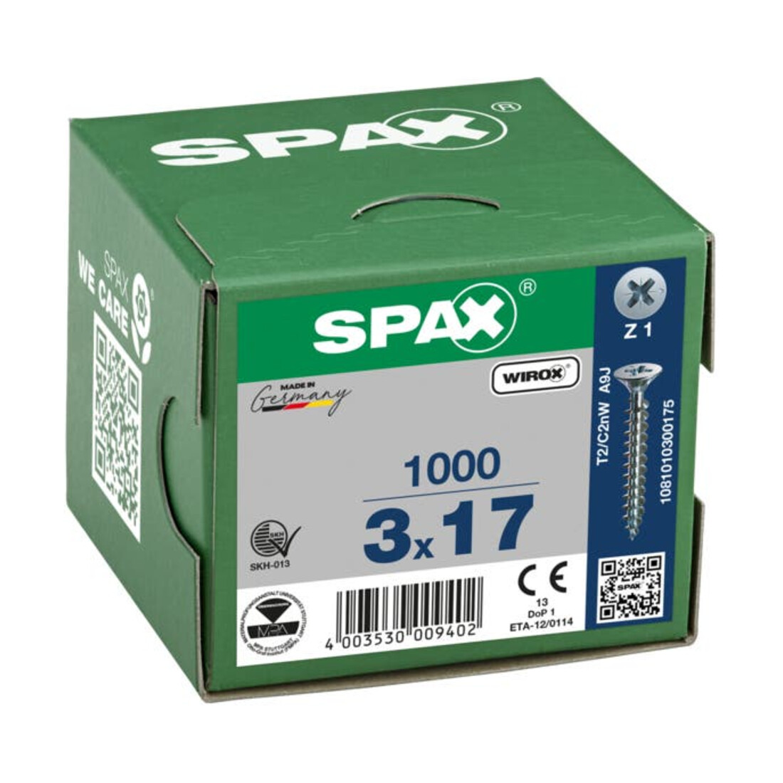 Spax Universalschraube 3 x 17 mm Senkkopf Kreuzschlitz Z Vollgewinde S-Spitze WIROX A3J