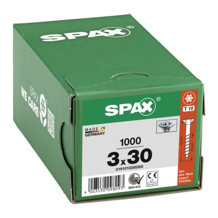 Spax Universalschraube 3 x 30 mm Senkkopf T-STAR plus Teilgewinde S-Spitze WIROX A3J