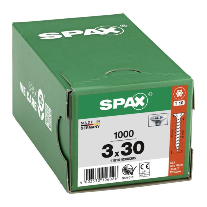 Spax Universalschraube 3 x 30 mm Senkkopf T-STAR plus Vollgewinde S-Spitze WIROX A3J