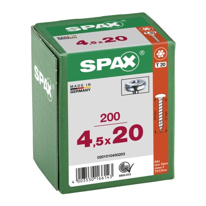 Spax Universalschraube 4,5 x 20 mm Halbrundkopf T-STAR plus Vollgewinde 4CUT WIROX A3J