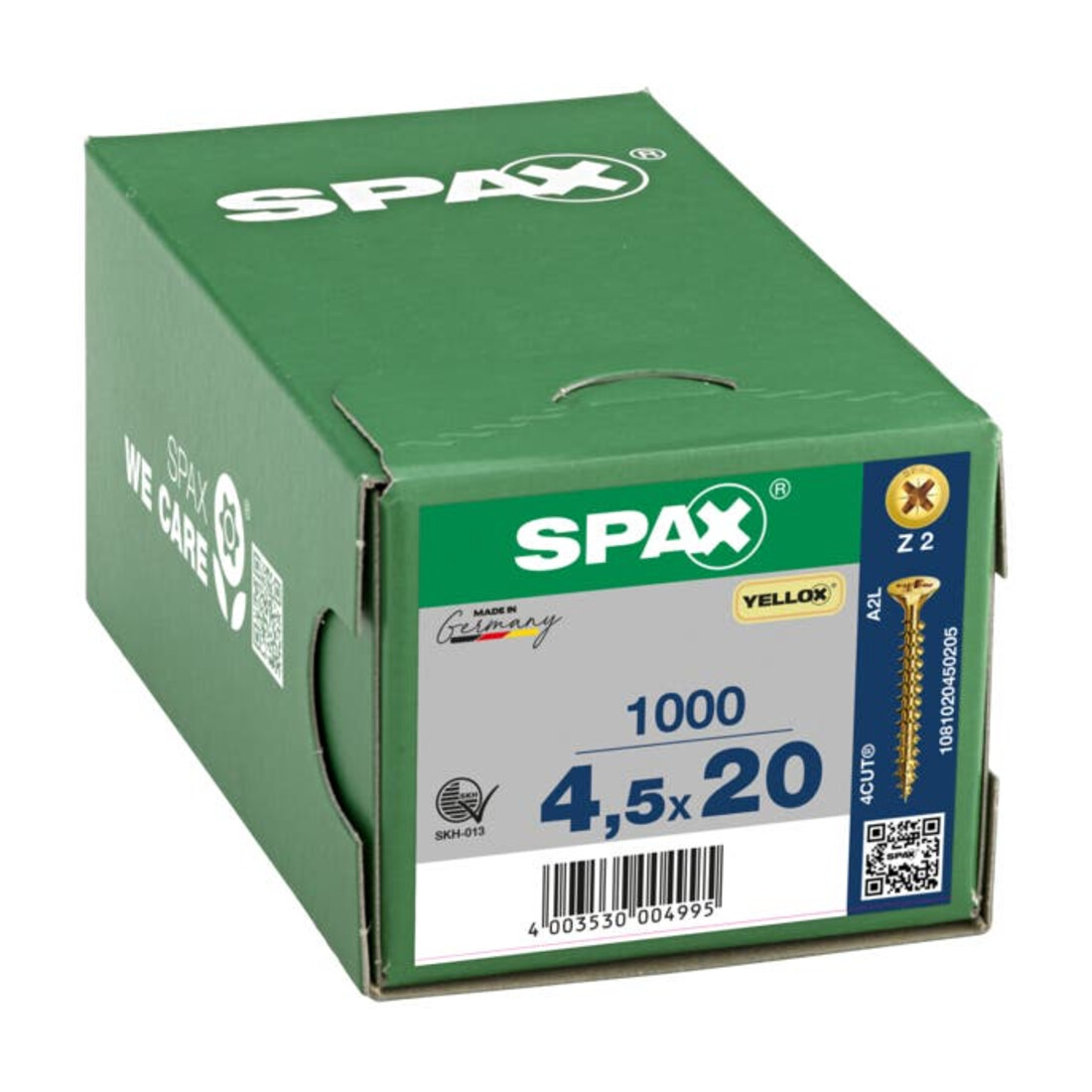Spax Universalschraube 4,5 x 20 mm Senkkopf Kreuzschlitz Z Vollgewinde 4CUT YELLOX A2L