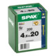 Spax Universalschraube 4,5 x 20 mm Senkkopf Kreuzschlitz Z Vollgewinde 4CUT YELLOX A2L