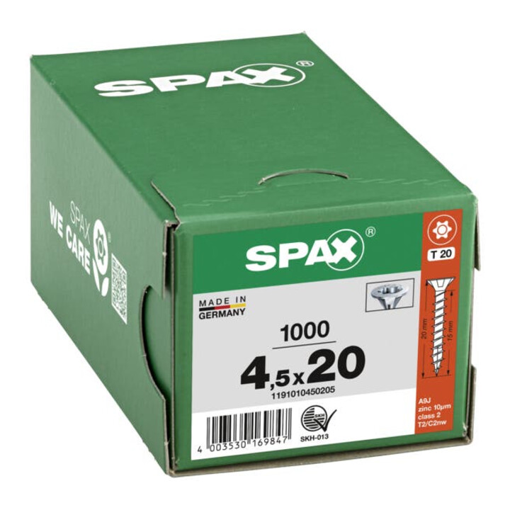 Spax Universalschraube 4,5 x 20 mm Senkkopf T-STAR plus Vollgewinde 4CUT WIROX A3J