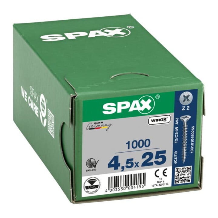 Spax Universalschraube 4,5 x 25 mm Senkkopf Kreuzschlitz Z Vollgewinde 4CUT WIROX A3J