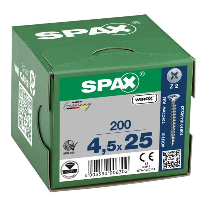 Spax Universalschraube 4,5 x 25 mm Senkkopf Kreuzschlitz Z Vollgewinde 4CUT WIROX A3J