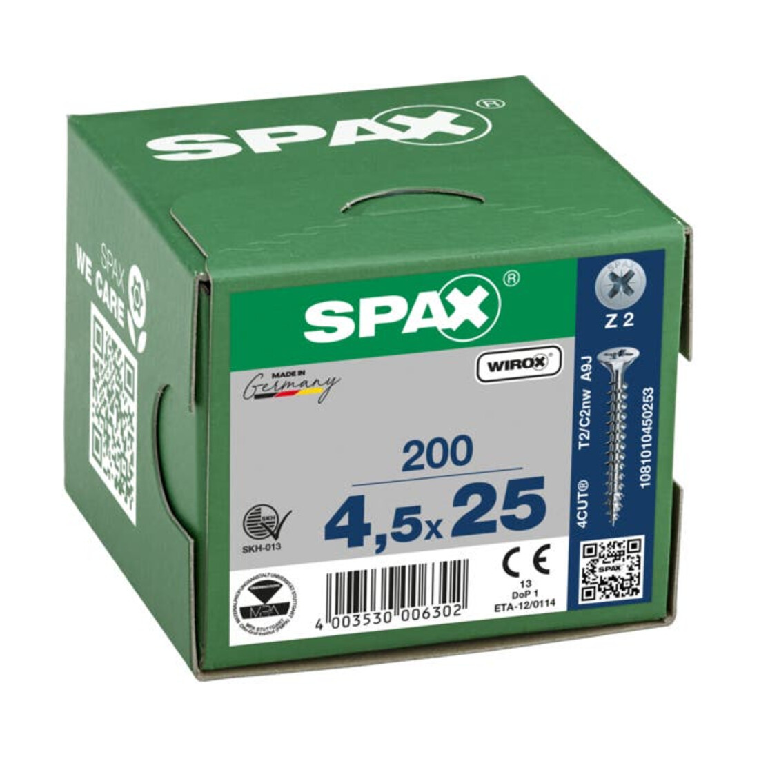Spax Universalschraube 4,5 x 25 mm Senkkopf Kreuzschlitz Z Vollgewinde 4CUT WIROX A3J