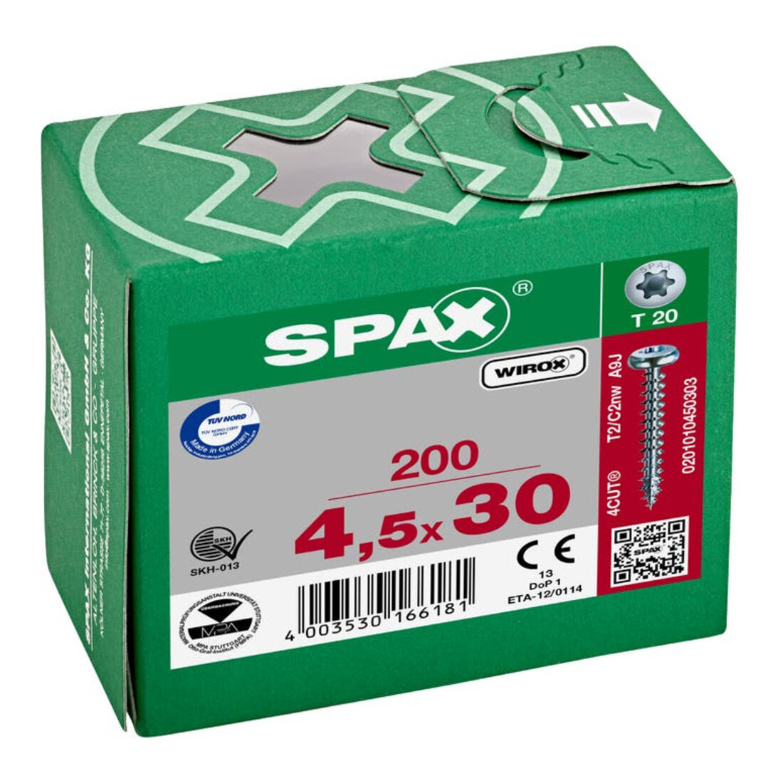Spax Universalschraube 4,5 x 30 mm Halbrundkopf T-STAR plus Vollgewinde 4CUT WIROX A3J