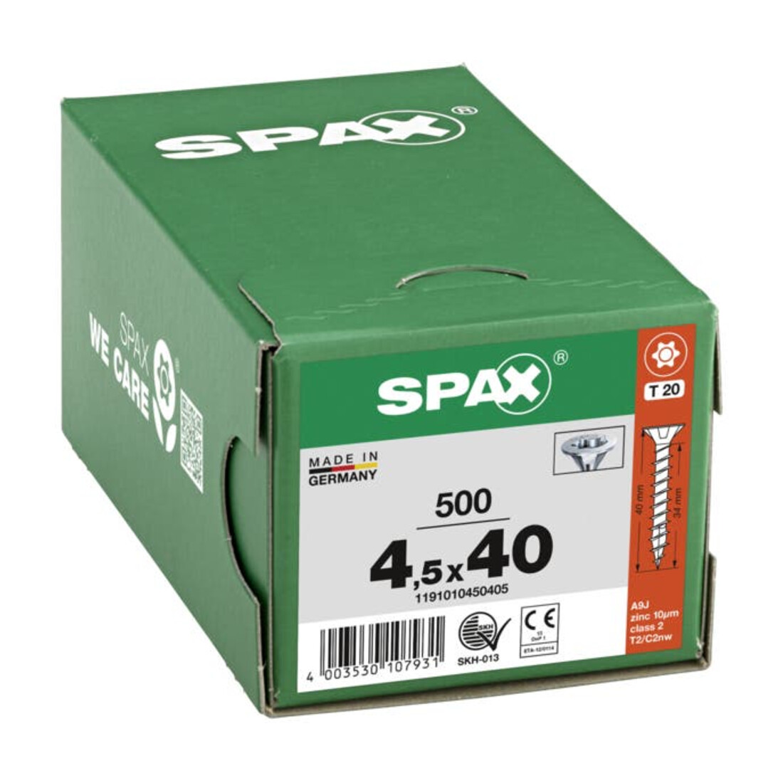 Spax Universalschraube 4,5 x 40 mm Senkkopf T-STAR plus Vollgewinde 4CUT WIROX A3J