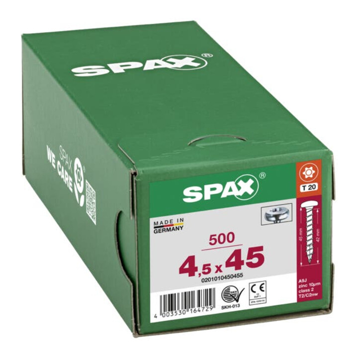 Spax Universalschraube 4,5 x 45 mm Halbrundkopf T-STAR plus Vollgewinde 4CUT WIROX A3J