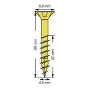 Spax Universalschraube 4,5 x 60 mm Senkkopf Kreuzschlitz Z Teilgewinde 4CUT YELLOX A2L-5