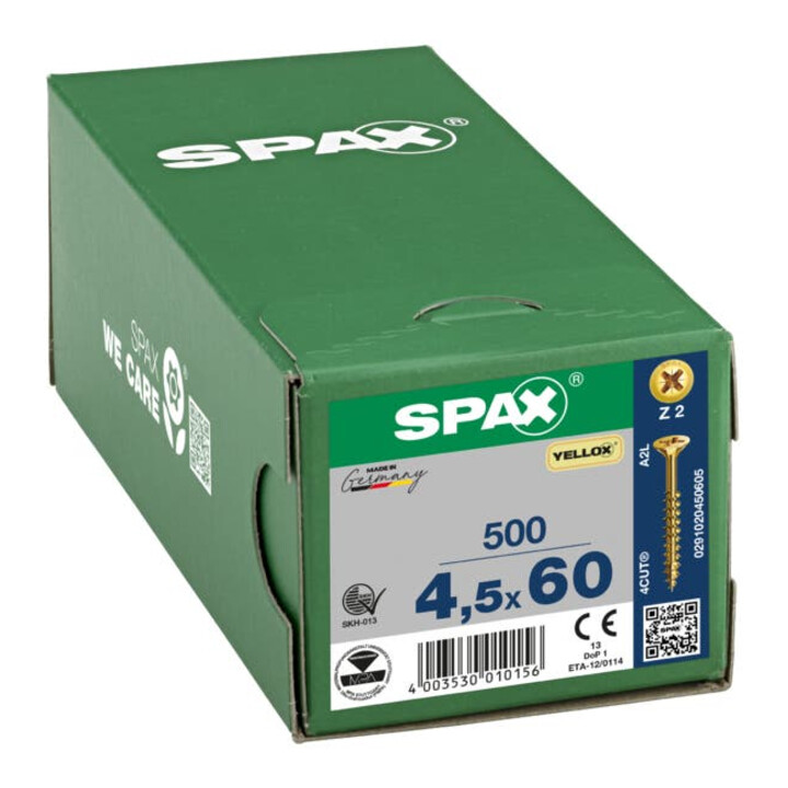 Spax Universalschraube 4,5 x 60 mm Senkkopf Kreuzschlitz Z Teilgewinde 4CUT YELLOX A2L