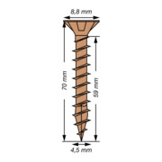 Spax Universalschraube 4,5 x 70 mm Senkkopf Kreuzschlitz Z Vollgewinde 4CUT Brüniert C1A-4