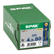 Spax Universalschraube 4,5 x 80 mm Senkkopf Kreuzschlitz Z Vollgewinde 4CUT YELLOX A2L-5